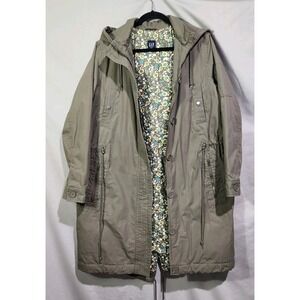 GAP Womens XL Military Field Style Quilted Parka Floral Lined Removable Hood